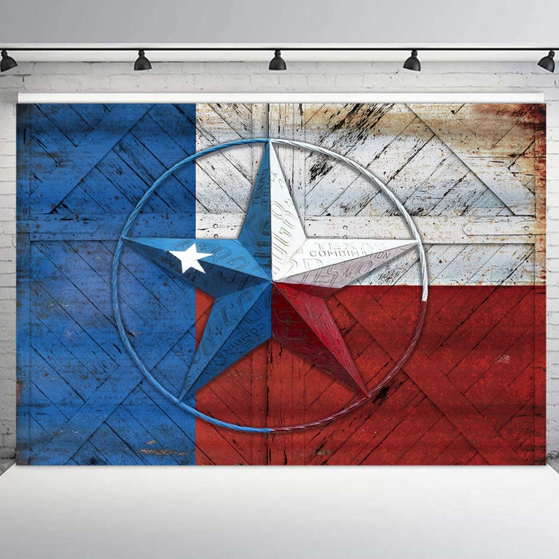LB 7x5ft American Western Texas Star Backdrop Lone Star State on Rustic Wooden Door Decor Independence Day Background American Flag Backdrops for Photography Portrait Photo Booth Video Studio Prop - Image 3